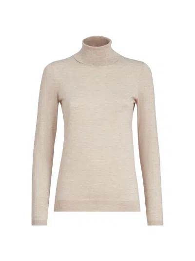 Brunello Cucinelli Women's Sparkling Cashmere And Silk Lightweight Turtleneck Sweater In Pink