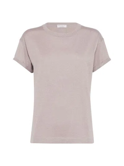 Brunello Cucinelli Sparkling Lightweight Cashmere And Silk Jumper In 粉色