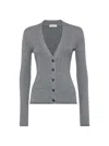 Brunello Cucinelli Women's Sparkling Cashmere Rib Knit Cardigan In Lead