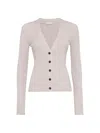 BRUNELLO CUCINELLI WOMEN'S SPARKLING CASHMERE RIB KNIT CARDIGAN