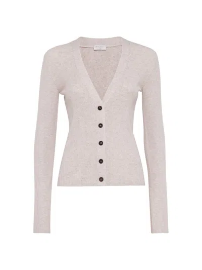 Brunello Cucinelli Cashmere-blend Sparkling Cardigan In Pink