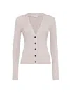 Brunello Cucinelli Women's Sparkling Cashmere Rib Knit Cardigan In Pink