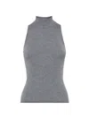 Brunello Cucinelli Women's Sparkling Cashmere Rib Knit Top In Lead Grey