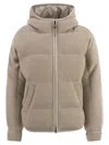 Brunello Cucinelli Women Sparkling English Coast Cashmere Knit Jacket With Hood And Shiny Zip Pull In Brown