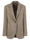 Brunello Cucinelli Women Sparkling English Rib Cotton And Viscose Knitted Jacket With Monili In Gray