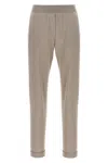 Brunello Cucinelli Shimmering Joggers With Elastic Waistband And Cuffed Hem In Neutral