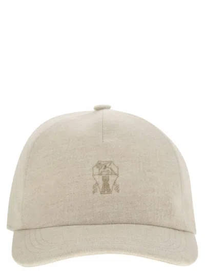 Brunello Cucinelli Women Sparkling Linen Canvas Baseball Cap With Embroidered Logo