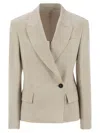 Brunello Cucinelli Women's Sparkling Linen Canvas Jacket With Jewellery In Cream