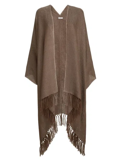 Brunello Cucinelli Women's Sparkling Linen Cover Poncho In Brown