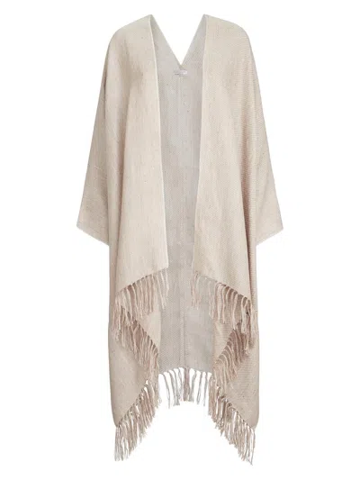 Brunello Cucinelli Women's Sparkling Linen Cover Poncho In Sand