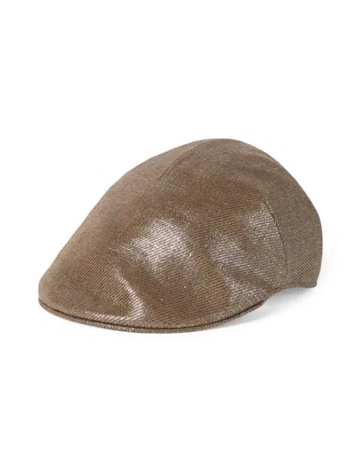 Brunello Cucinelli Women's Sparkling Linen Diagonal Flat Hat In Brown