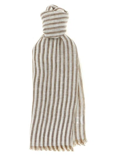 Brunello Cucinelli Brown Sparkling Stripes Scarf