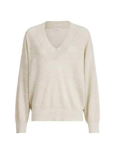 Brunello Cucinelli Women's Sparkling Linen Sweater In Sand