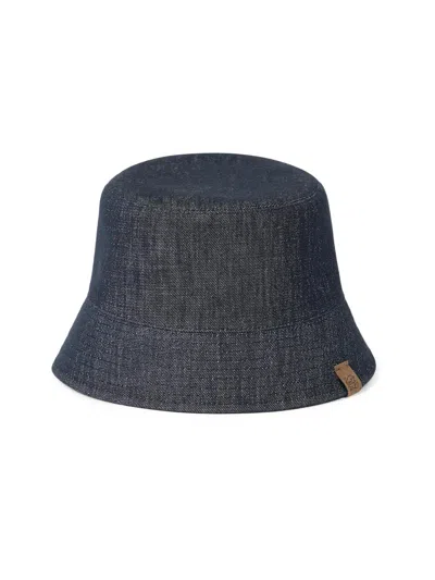 Brunello Cucinelli Women's Sparkling No Fade Denim Bucket Hat With Monili In Orange