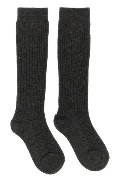 Brunello Cucinelli Women 'sparkling' Ribbed Socks In Gold