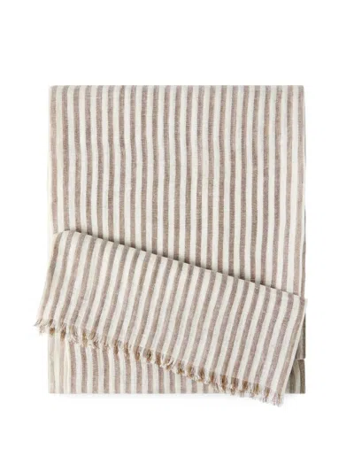 Brunello Cucinelli Women's Sparkling Striped Linen Scarf In Brown