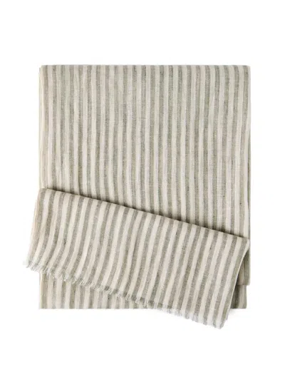 Brunello Cucinelli Women's Sparkling Striped Linen Scarf In Green
