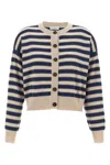 Brunello Cucinelli Shimmering Stripes Ribbed Cardigan In Neutral