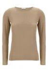 Brunello Cucinelli Shimmery Round Neck Knit Top In Brown