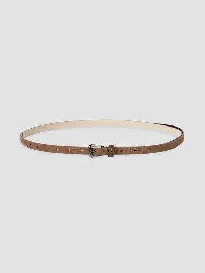Brunello Cucinelli Women's Sparkling Textured Leather Belt With Shiny Loop In Hazelnut