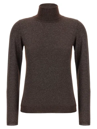Brunello Cucinelli Sparkling Cashmere And Silk Lightweight Turtleneck Sweater In Brown