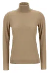 Brunello Cucinelli 'sparkling' Turtleneck Sweater In Gold