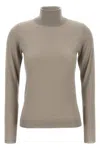 Brunello Cucinelli Sparkling Cashmere And Silk Lightweight Turtleneck Sweater In Gray