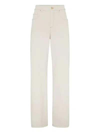 Brunello Cucinelli Women Straight Jeans In White