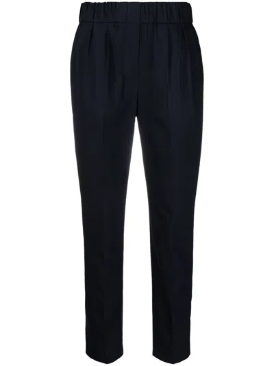 Brunello Cucinelli Elasticated Waist Straight Leg Trousers In Black