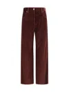 Brunello Cucinelli Wide-leg Bordeaux Velvet Trousers Women In Multi