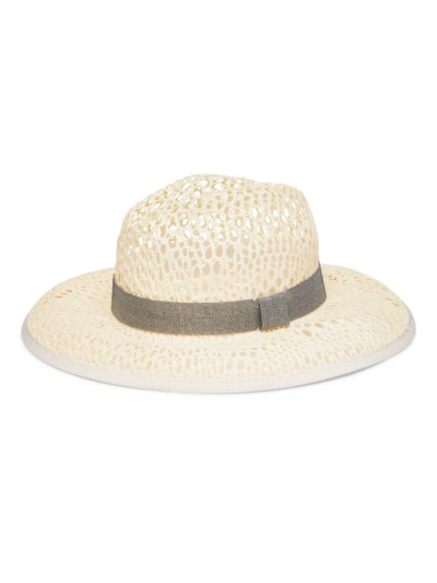 Brunello Cucinelli Women's Straw Hat With Precious Band In Vanilla