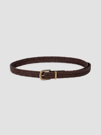 Brunello Cucinelli Women's Stretch Braided Leather Belt In Honey