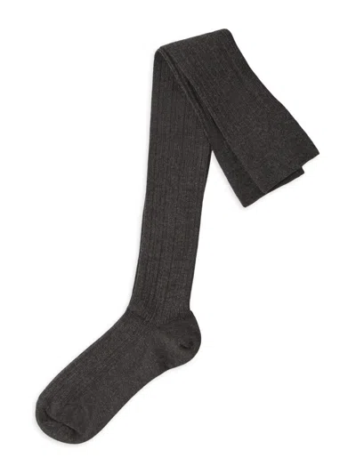 Brunello Cucinelli Women's Stretch Cashmere Rib Knit Socks In Gray