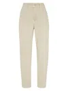 Brunello Cucinelli Stretch Cotton Blend Trousers In White