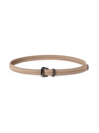 BRUNELLO CUCINELLI WOMEN'S STRETCH COTTON BRAIDED BELT WITH SHINY LOOP
