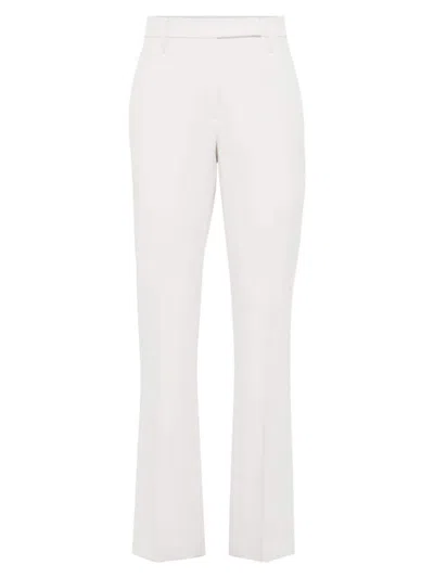 Brunello Cucinelli Women's Stretch Cotton Cover Cigarette Trousers With Monili In Snow