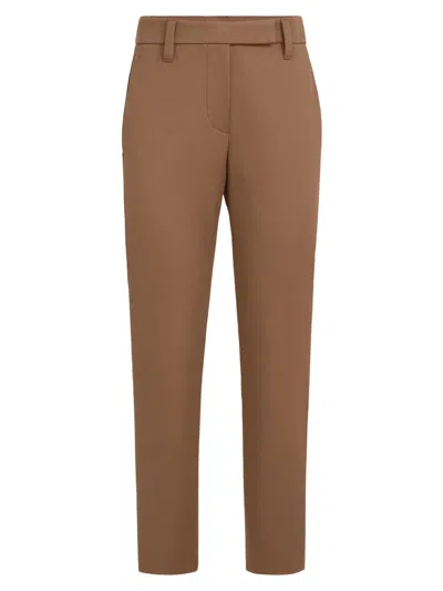 Brunello Cucinelli Stretch Cotton Slim Fit Trousers In Brown