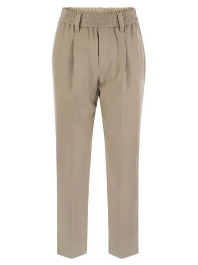 Brunello Cucinelli Stretch Cotton Cover-up Trousers With Jewellery In Beige