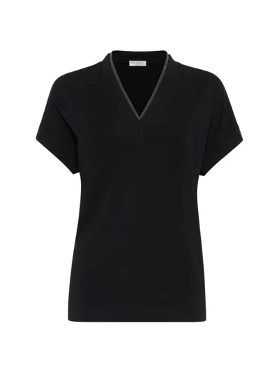 Brunello Cucinelli Women's Stretch Cotton Jersey T-shirt In Black