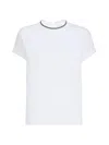 Brunello Cucinelli Women's Stretch Cotton Jersey T Shirt With Monili In White