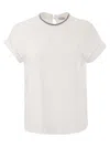 Brunello Cucinelli Stretch Cotton Jersey T-shirt With Precious Faux-layering