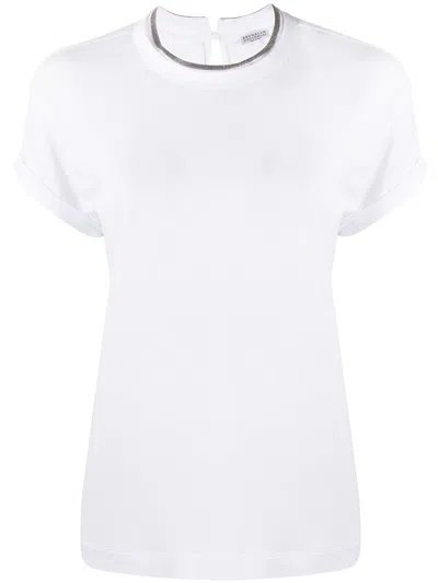 BRUNELLO CUCINELLI BRUNELLO CUCINELLI WOMEN T-SHIRT WITH `PRECIOUS` FAUX-LAYERING