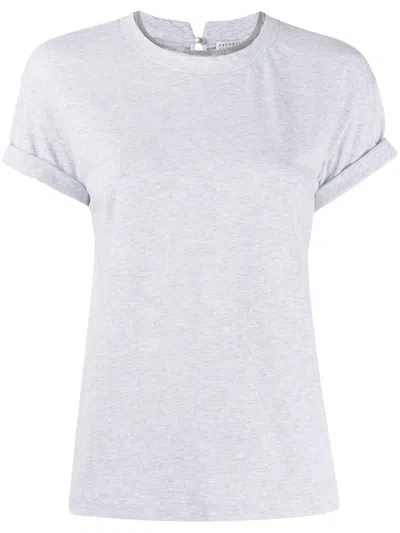 BRUNELLO CUCINELLI BRUNELLO CUCINELLI WOMEN T-SHIRT WITH `PRECIOUS` FAUX-LAYERING