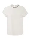 Brunello Cucinelli Jersey Cotton T-shirt With Superimposed Effect In White