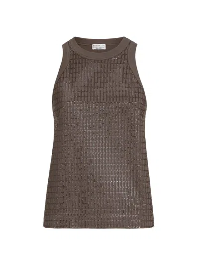 Brunello Cucinelli Women's Stretch Cotton Jersey Top In Brown