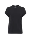 Brunello Cucinelli Stretch Cotton Jersey T-shirt With Precious Faux-layering In Black
