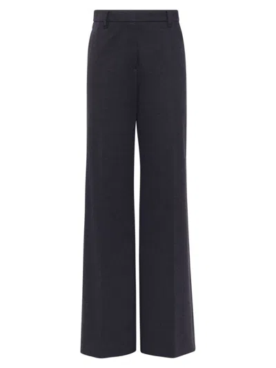 Brunello Cucinelli Women's Stretch Cotton Loose Flared Trousers In Anthracite