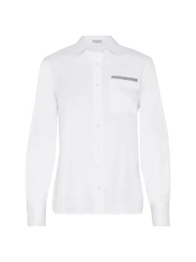 Brunello Cucinelli White Shirt With Button Closure In Cotton Blend Woman