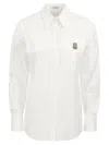 Brunello Cucinelli Women's Stretch Cotton Poplin Shirt With 'shiny Tab' In White