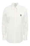 Brunello Cucinelli Women's Stretch Cotton Poplin Shirt With 'shiny Tab' In White